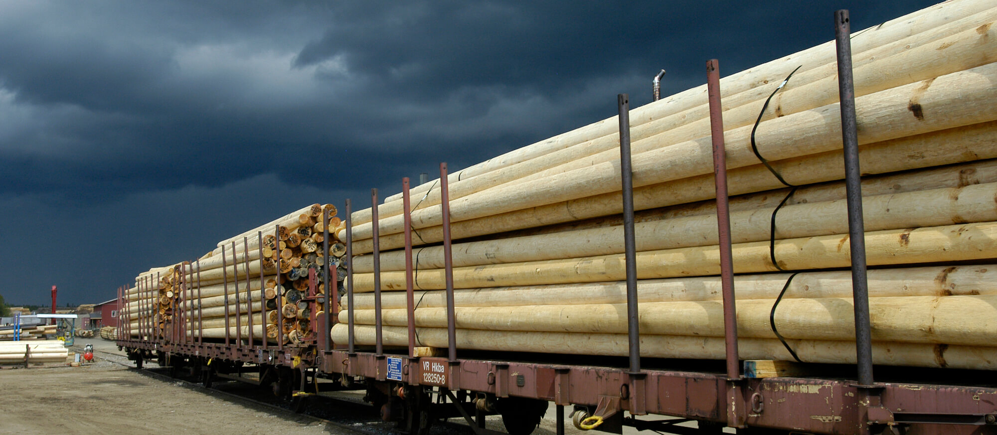 Poles On Train Wooden Utility Poles On Train