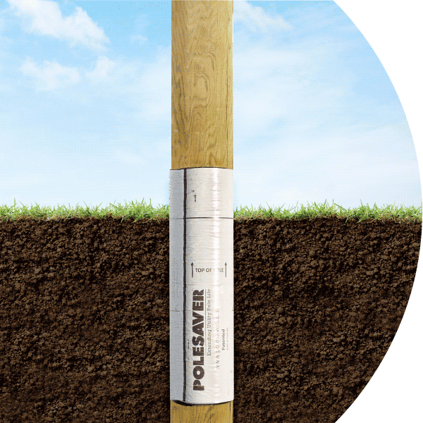 Polesaver-Sleeved-Pole-at-Ground-Level-v2 Polesaver Sleeve shown applied to a pole in the ground