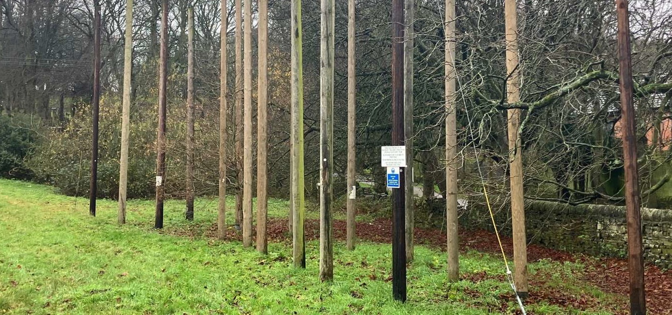 Utility poles on test at Penistone, UK
